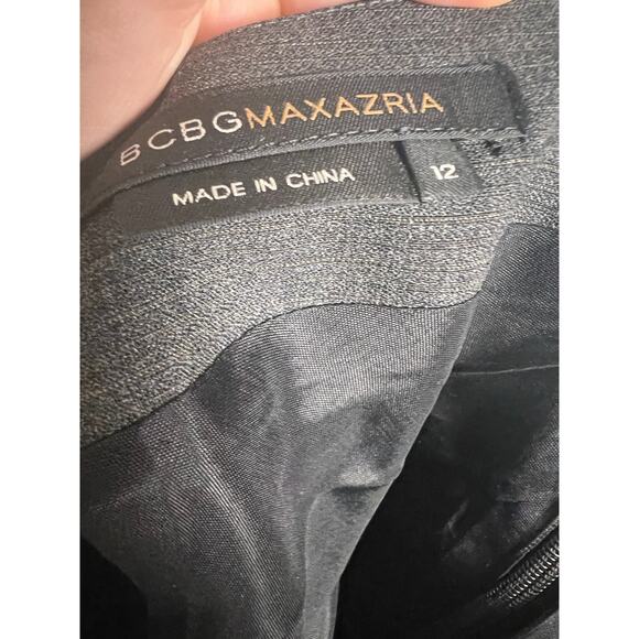 BCBGMaxAzria Gray Wool Black Chevron Paneled Knee Length Pencil Skirt Size 12 - Picture 10 of 10